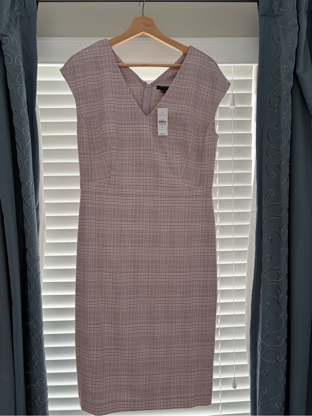 Ann Taylor Pink Plaid Cap-Sleeve Sheath Dress